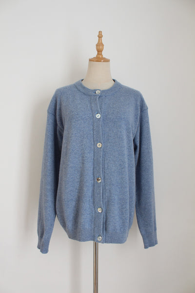 100% LAMBSWOOL CARDIGAN BLUE - SIZE M