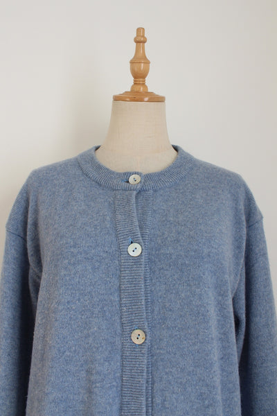 100% LAMBSWOOL CARDIGAN BLUE - SIZE M