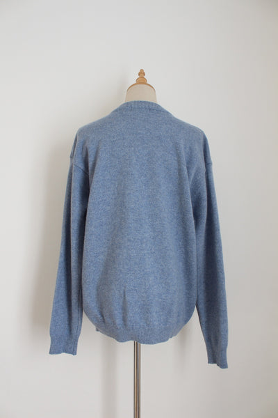 100% LAMBSWOOL CARDIGAN BLUE - SIZE M