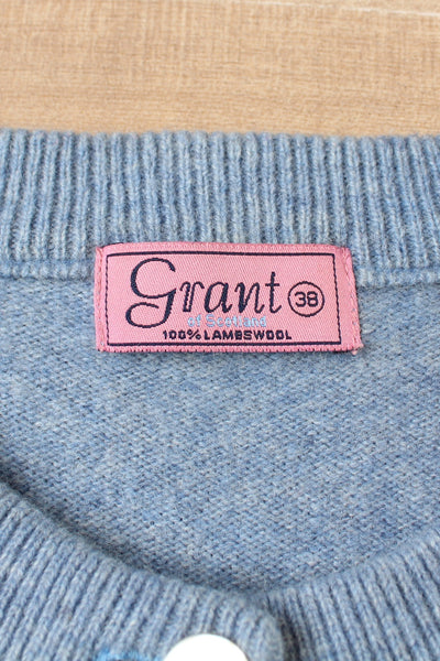 100% LAMBSWOOL CARDIGAN BLUE - SIZE M
