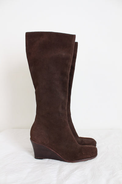 MICHAEL KORS SUEDE WEDGE BOOTS - SIZE 8.5