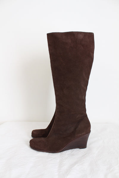 MICHAEL KORS SUEDE WEDGE BOOTS - SIZE 8.5