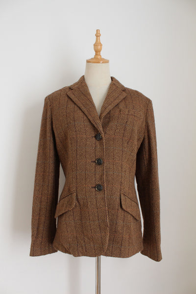 RALPH LAUREN WOOL BLAZER BROWN - SIZE 8