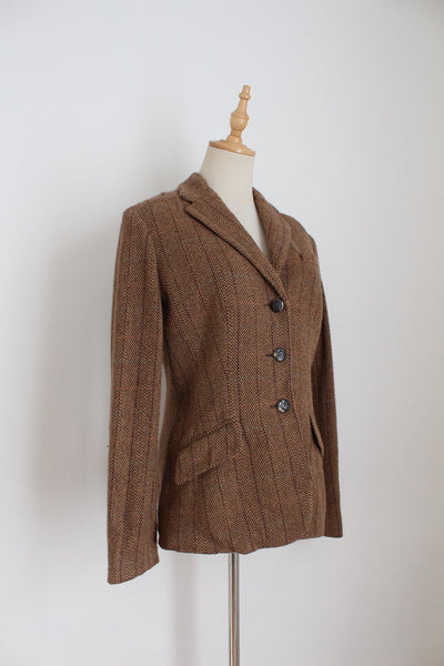 RALPH LAUREN WOOL BLAZER BROWN - SIZE 8
