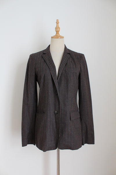 MAX MARA STRIPED WOOL BLAZER GREY - SIZE 6