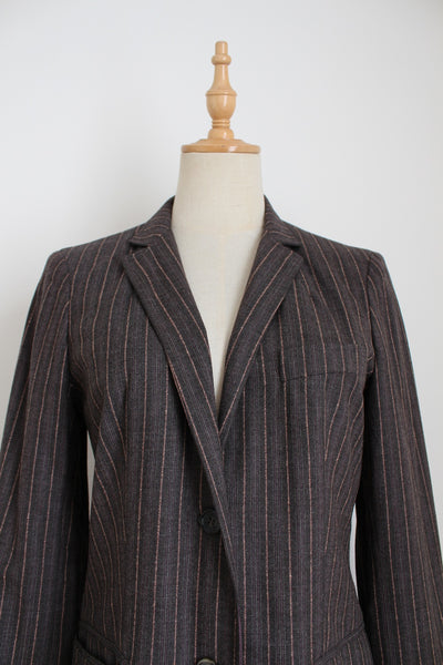MAX MARA STRIPED WOOL BLAZER GREY - SIZE 6