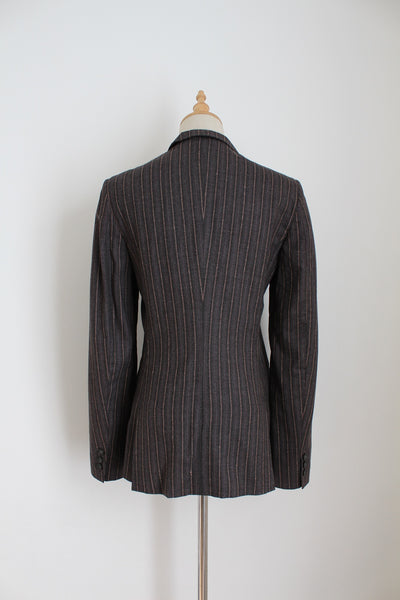 MAX MARA STRIPED WOOL BLAZER GREY - SIZE 6