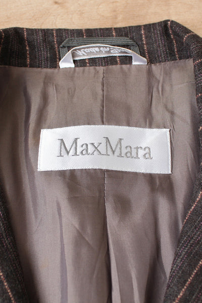 MAX MARA STRIPED WOOL BLAZER GREY - SIZE 6