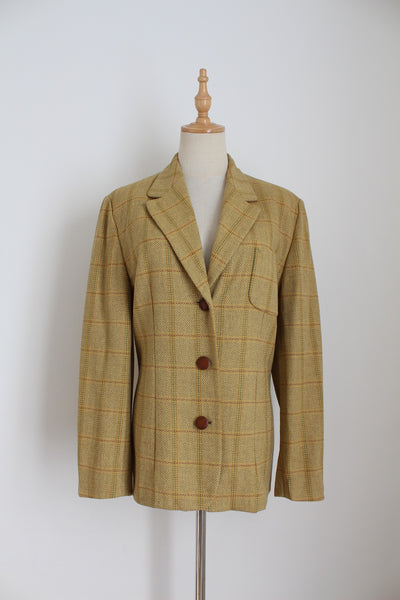 VAN LAACK PLAID BLAZER GREEN - SIZE 12