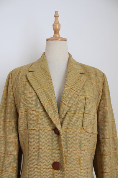 VAN LAACK PLAID BLAZER GREEN - SIZE 12