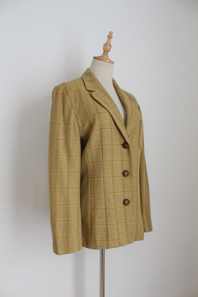 VAN LAACK PLAID BLAZER GREEN - SIZE 12