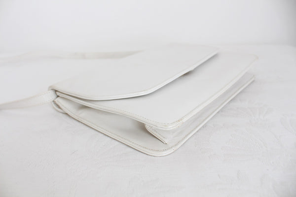 GENUINE LAMBSKIN LEATHER VINTAGE BAG WHITE