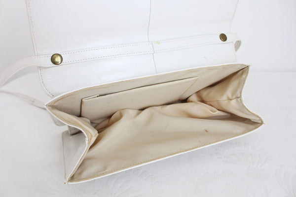 GENUINE LAMBSKIN LEATHER VINTAGE BAG WHITE