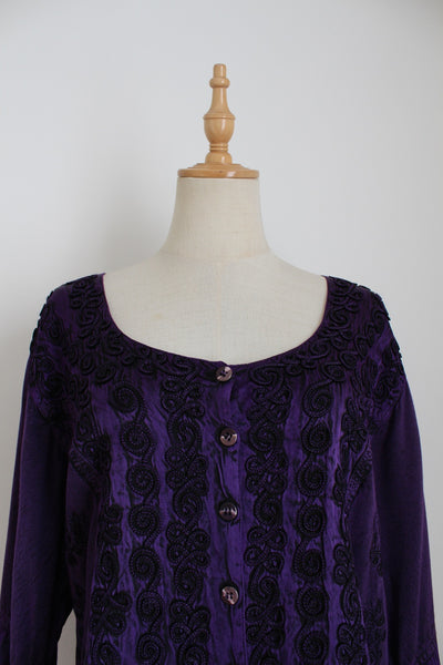 VINTAGE INDIAN EMBROIDERY TOP PURPLE - SIZE 12