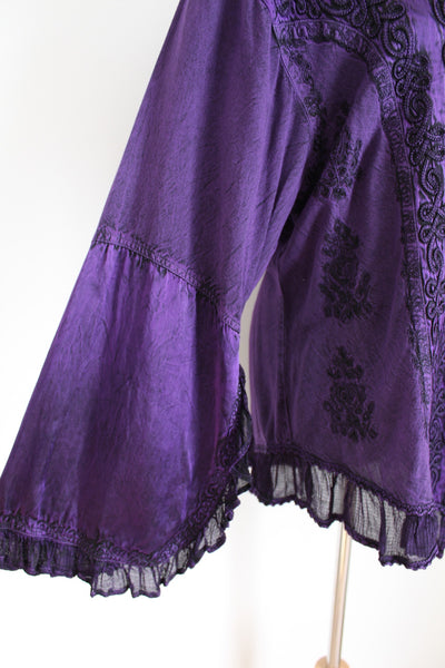 VINTAGE INDIAN EMBROIDERY TOP PURPLE - SIZE 12