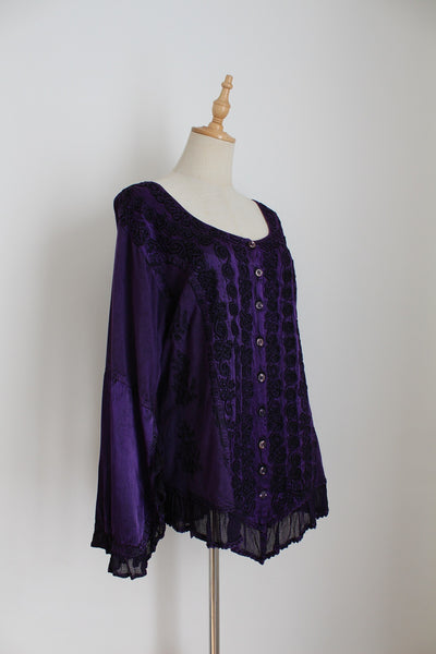 VINTAGE INDIAN EMBROIDERY TOP PURPLE - SIZE 12
