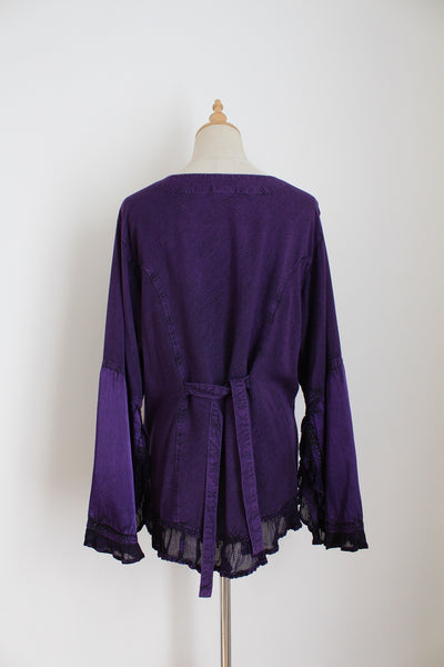 VINTAGE INDIAN EMBROIDERY TOP PURPLE - SIZE 12