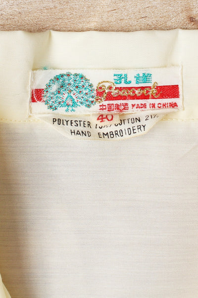 PEACOCK CHINESE EMBROIDERY SHIRT - SIZE 10