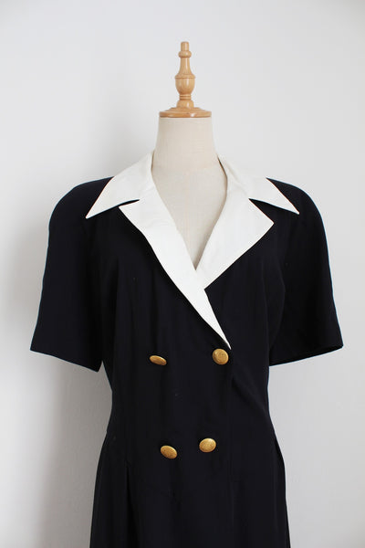 JOSEPH JANARD VINTAGE DRESS NAVY - SIZE 12