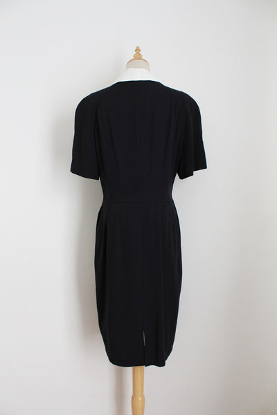 JOSEPH JANARD VINTAGE DRESS NAVY - SIZE 12