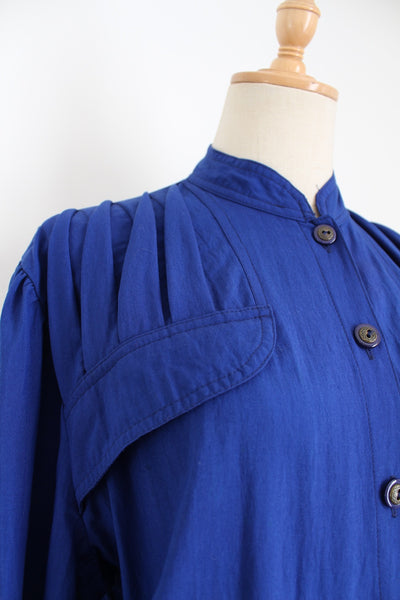 VINTAGE HIGH COLLAR DROP WAIST DRESS - SIZE 10