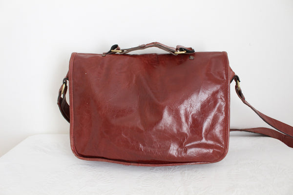 GENUINE LEATHER SATCHEL BAG BROWN