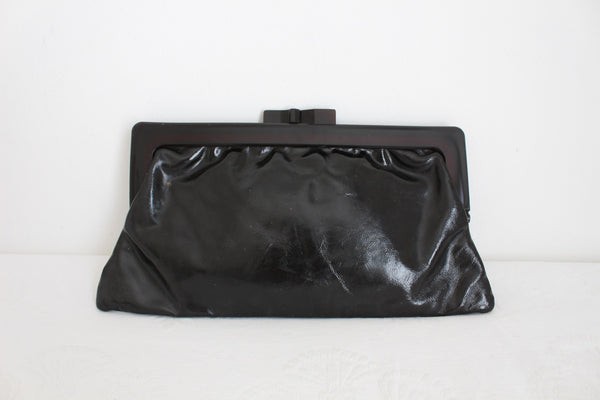 VINTAGE PATENT LEATHER CLUTCH BLACK