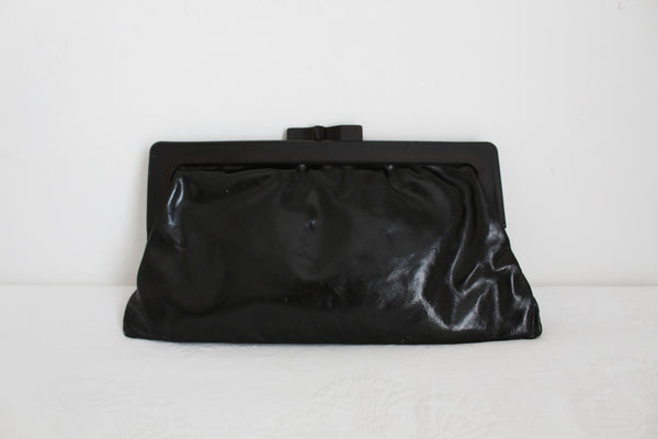 VINTAGE PATENT LEATHER CLUTCH BLACK