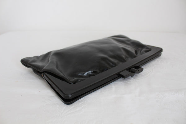 VINTAGE PATENT LEATHER CLUTCH BLACK