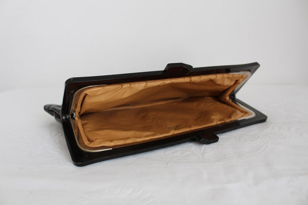 VINTAGE PATENT LEATHER CLUTCH BLACK