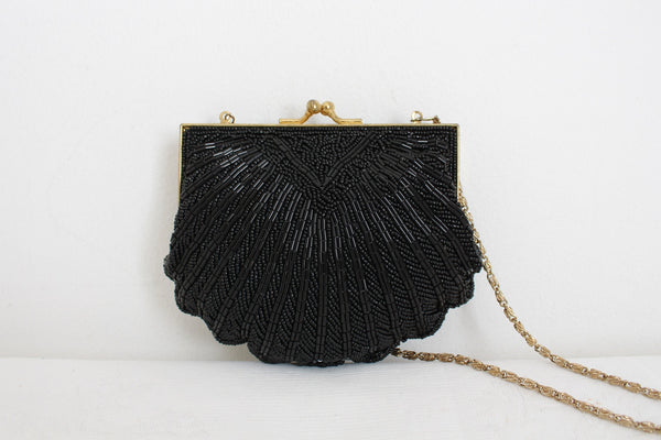 VINTAGE BEADED SCALLOP EVENING BAG