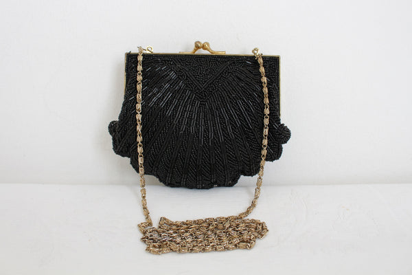VINTAGE BEADED SCALLOP EVENING BAG