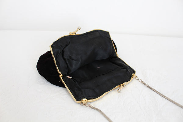 VINTAGE VELVET BEADED EVENING BAG