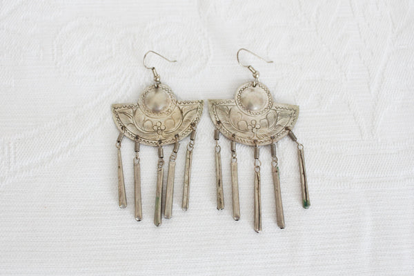VINTAGE TRIBAL ENGRAVED DROP EARRINGS