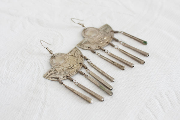 VINTAGE TRIBAL ENGRAVED DROP EARRINGS