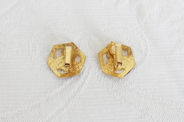 VINTAGE CLOISONNE ENAMEL CLIP-ON EARRINGS