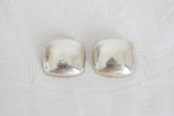 STERLING SILVER RECTANGLE CLIP-ON EARRINGS