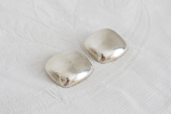 STERLING SILVER RECTANGLE CLIP-ON EARRINGS