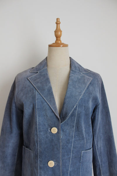 TCM GENUINE SUEDE LEATHER JACKET BLUE - SIZE 10