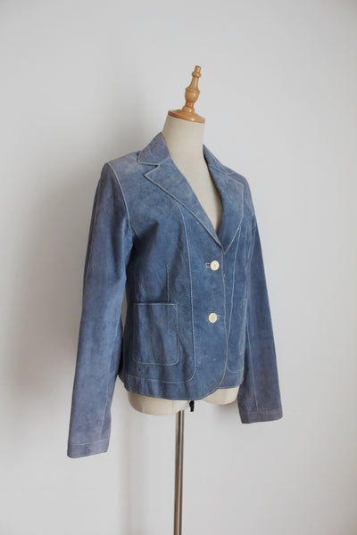 TCM GENUINE SUEDE LEATHER JACKET BLUE - SIZE 10