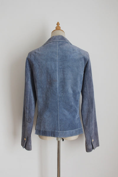 TCM GENUINE SUEDE LEATHER JACKET BLUE - SIZE 10