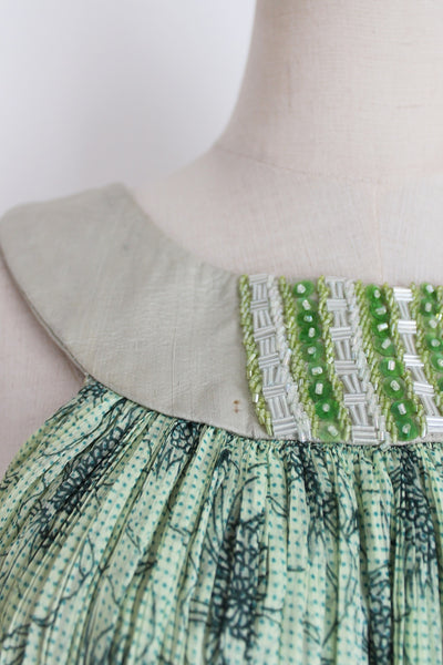ROSENWERTH SILK BEADED PLEATED TOP - SIZE 10