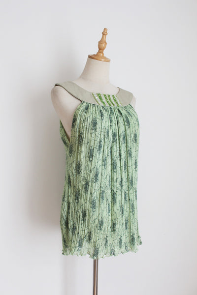 ROSENWERTH SILK BEADED PLEATED TOP - SIZE 10