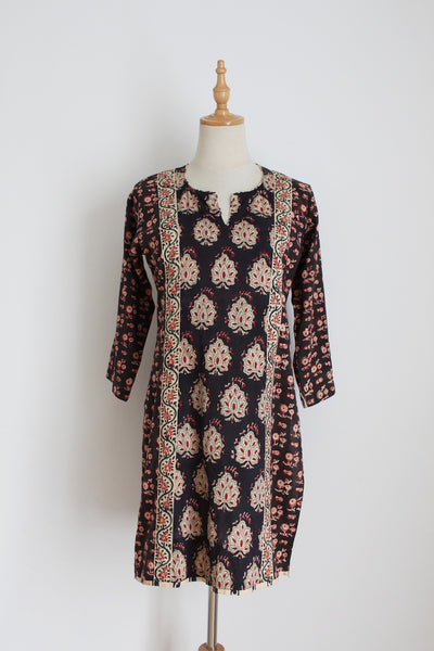 INDIAN COTTON PRINTED TUNIC TOP - SIZE 8