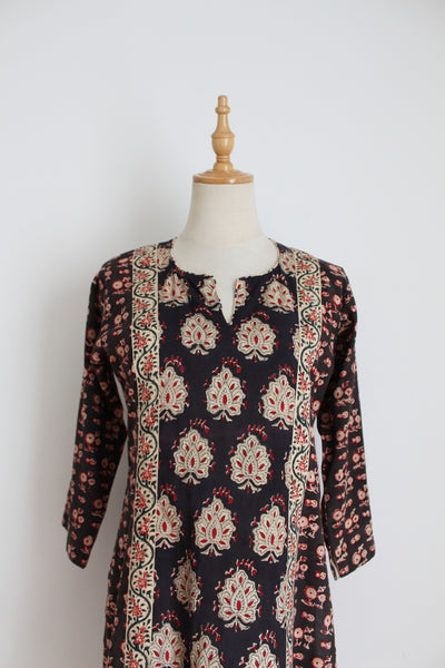 INDIAN COTTON PRINTED TUNIC TOP - SIZE 8