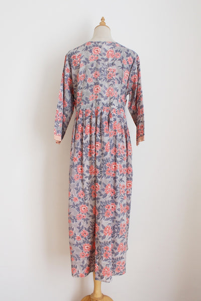 INDIAN COTTON PLEATED PRINTED DRESS - SIZE 16