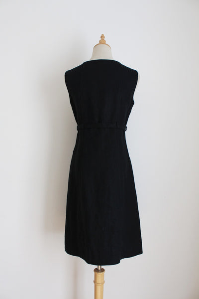 100% LINEN BELTED SHIFT DRESS BLACK - SIZE 8