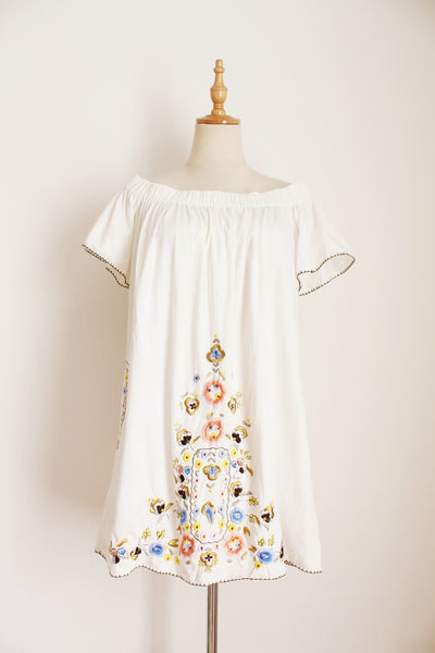 FRENCH CONNECTION EMBROIDERY DRESS WHITE - SIZE 10