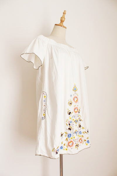 FRENCH CONNECTION EMBROIDERY DRESS WHITE - SIZE 10