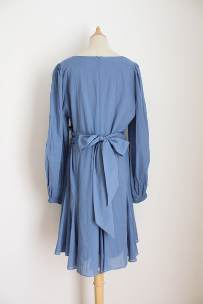 WITCHERY TIE WAIST DRESS BLUE - SIZE 14